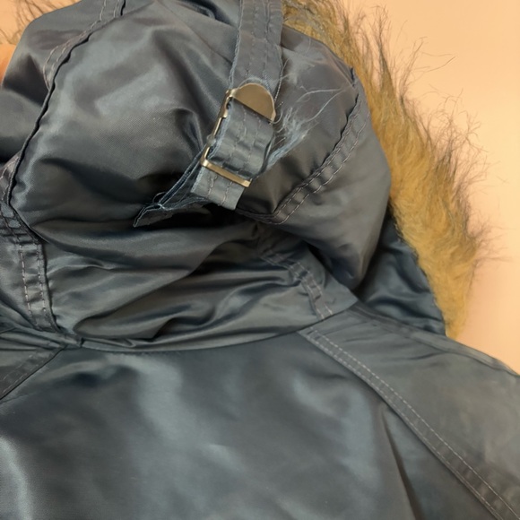 Navy Flying Jacket with Hood and Zipper Closure - Picture 7 of 8